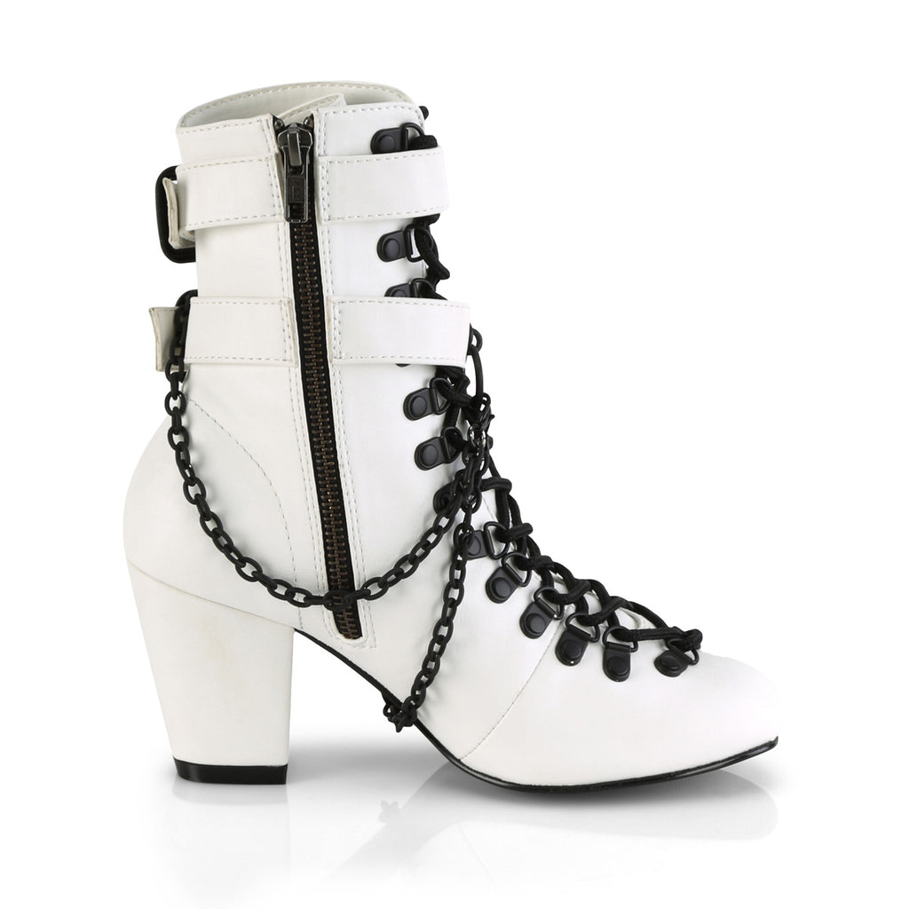 Vivika 128 Goth Granny Boots Coffin Buckles - Demonia Direct - Totally Wicked Footwear