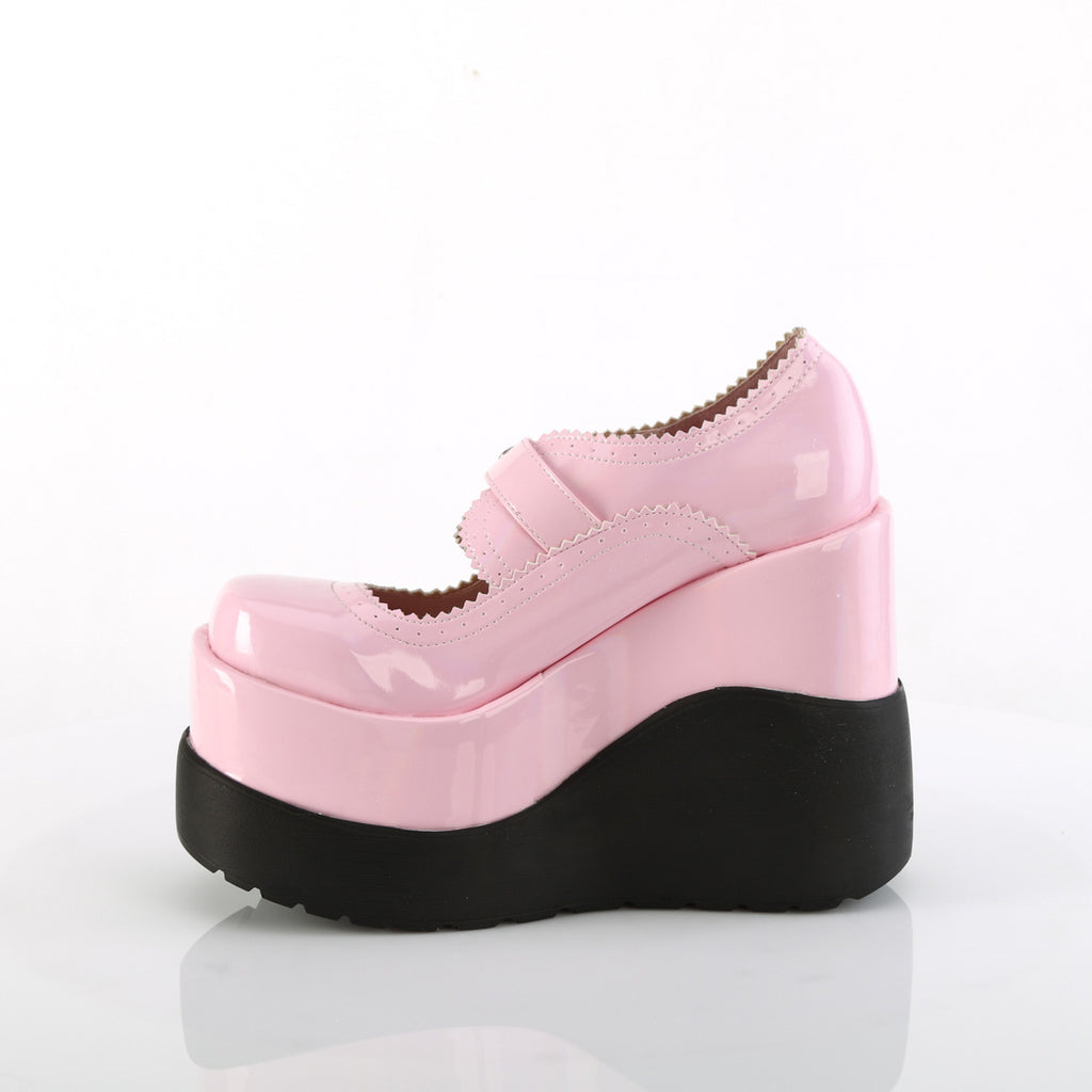 Void 38 Pink Hologram Patent Platform Mary Jane Platform Shoes Demonia Direct - Totally Wicked Footwear