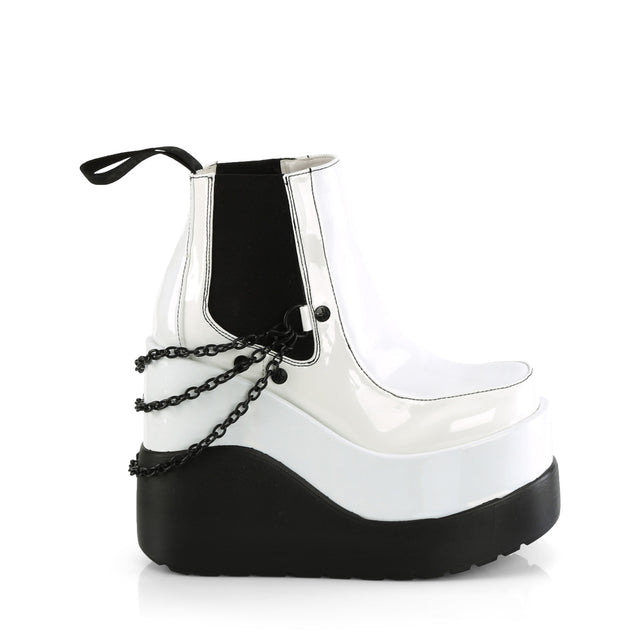 Void 50 White Hologram Platform Ankle Boots Demonia Direct - Totally Wicked Footwear