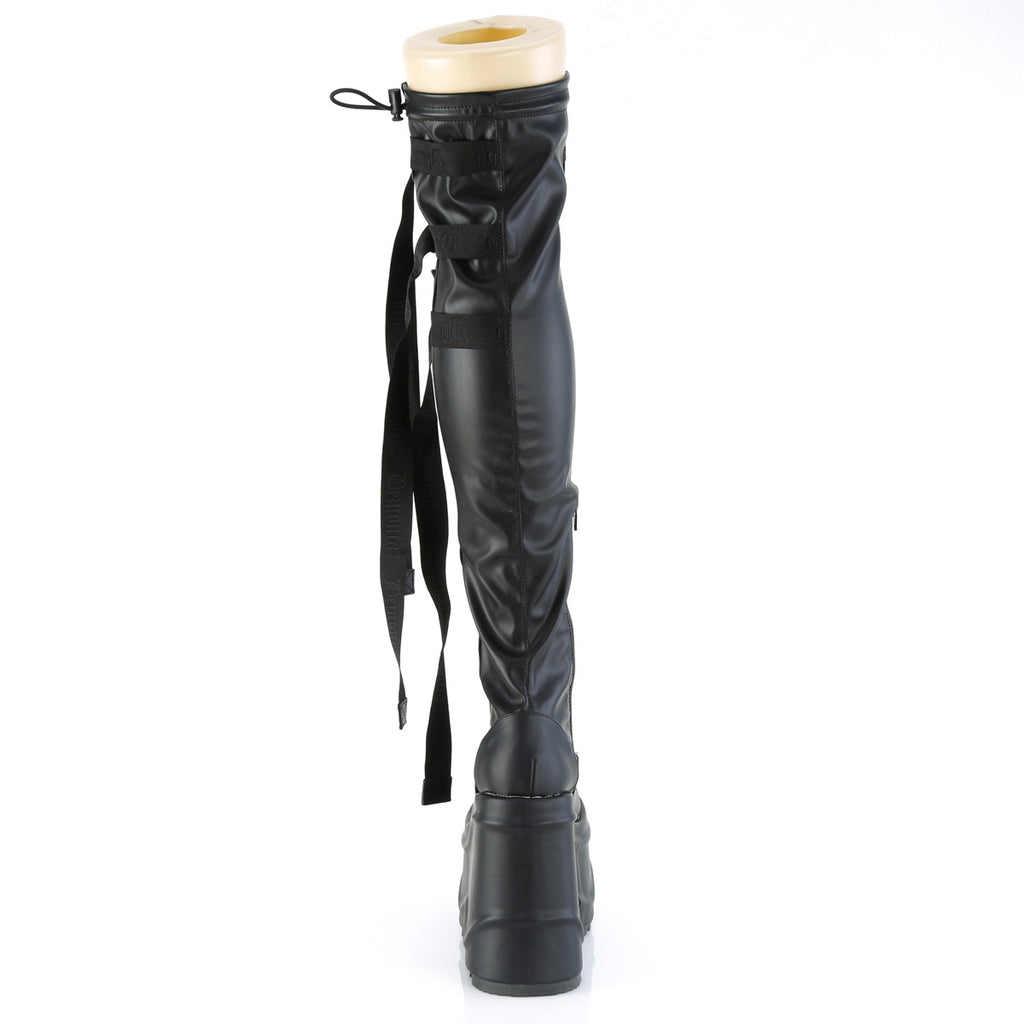 Wave 315 Black Matte 6" Platform Thigh High Boots - Totally Wicked Footwear