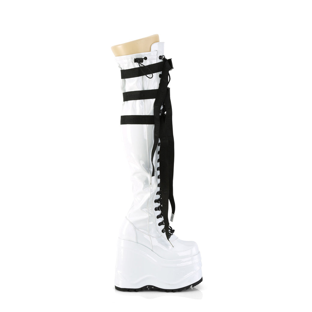 Wave 315 White Patent 6" Platform Thigh High Boots - Totally Wicked Footwear