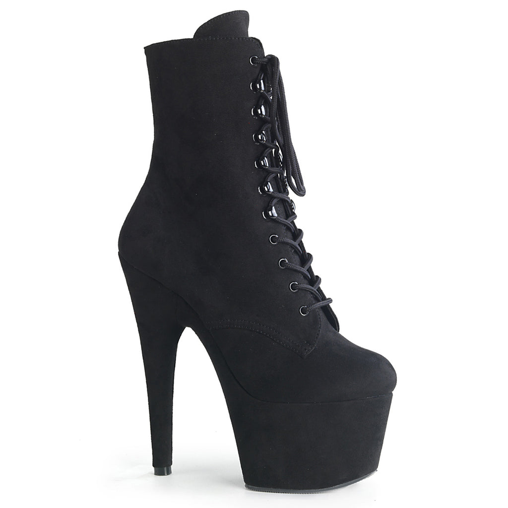 Adore 1020FS Black Vegan Suede 7" Heel Platform Ankle Boots - Totally Wicked Footwear