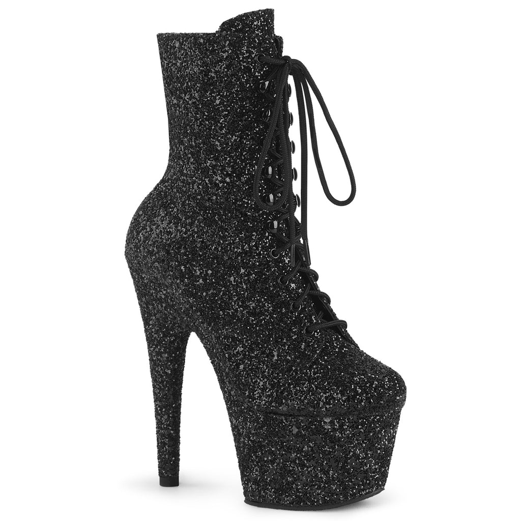 Adore 1020GWR Black Glitter 7" Heel Platform Ankle Boots -Direct - Totally Wicked Footwear