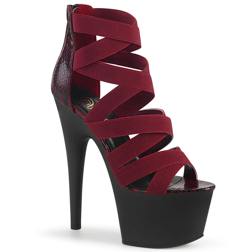 Adore 748SP 7" High Heel Bandage Strap Sandals - Wine Snake - Totally Wicked Footwear