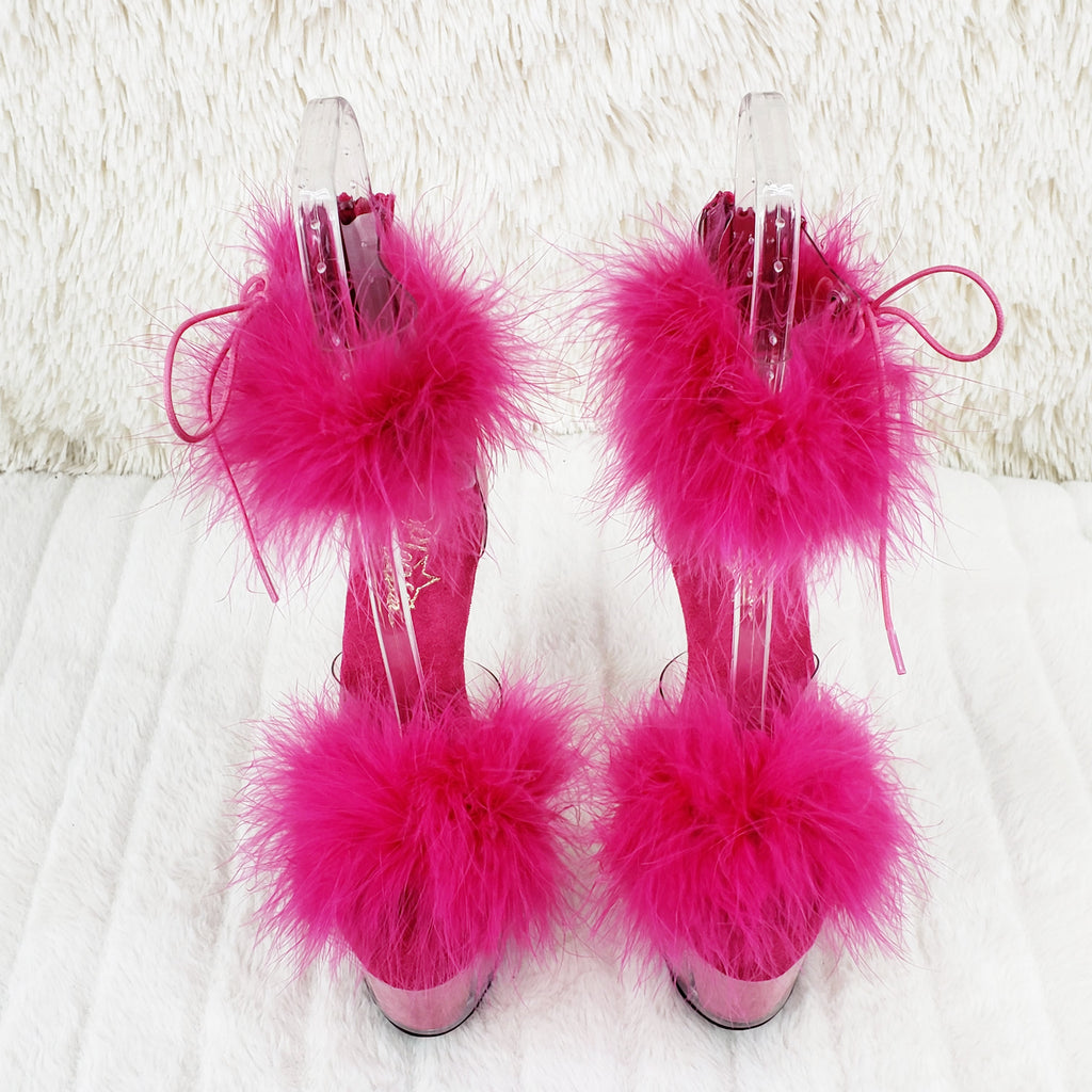 Adore 724F Hot Pink 7" High Heel Marabou Feather Sandals - Totally Wicked Footwear