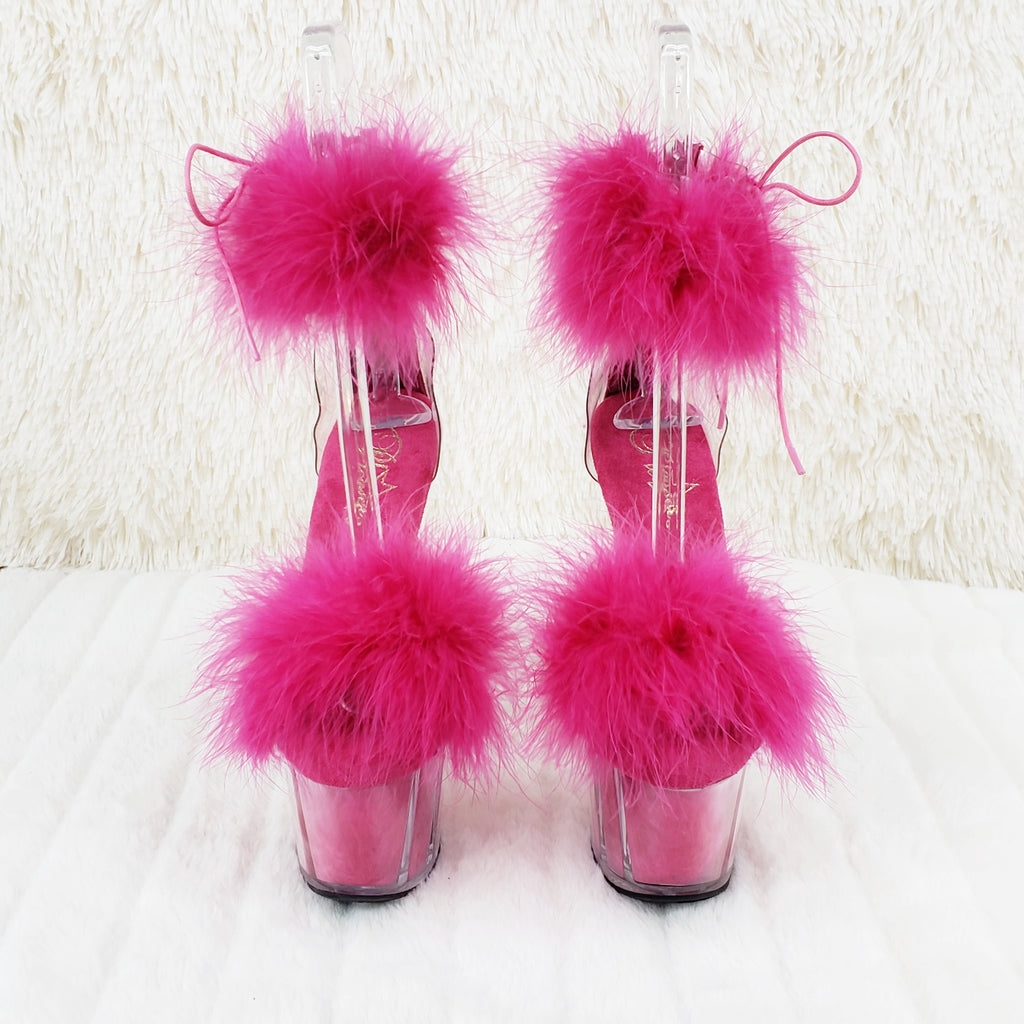 Adore 724F Hot Pink 7" High Heel Marabou Feather Sandals - Totally Wicked Footwear