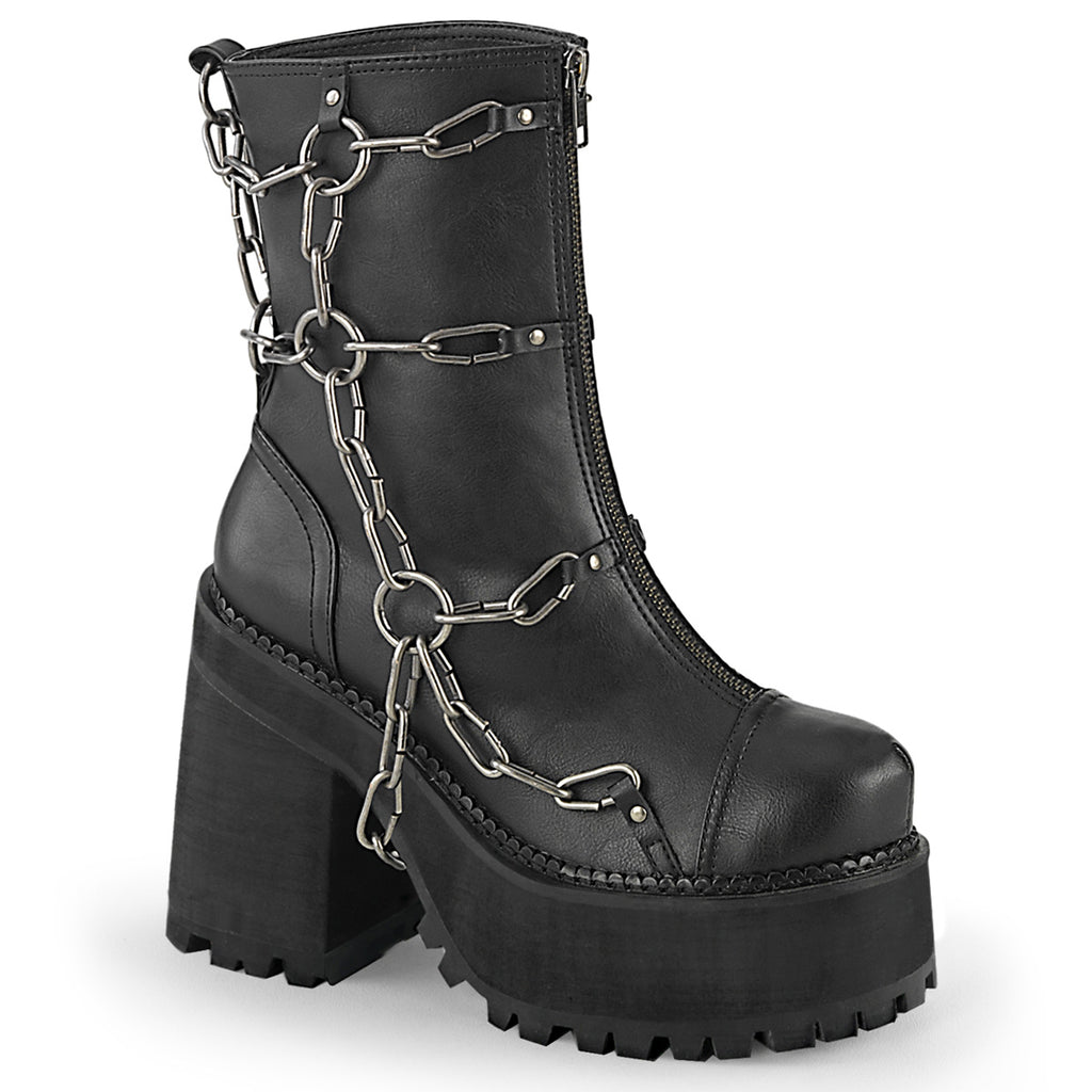 Assault 66 Chain Platform Ankle Boots - Totally Wicked Footwear
