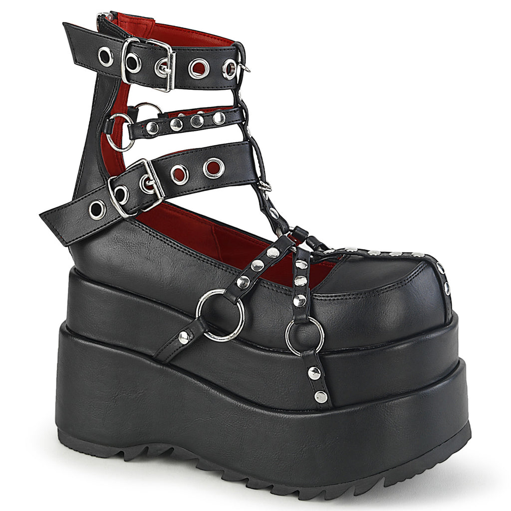 Bear 28 Black Matte 4.5" Goth Punk Rock Platform Sandals- Demonia Direct - Totally Wicked Footwear
