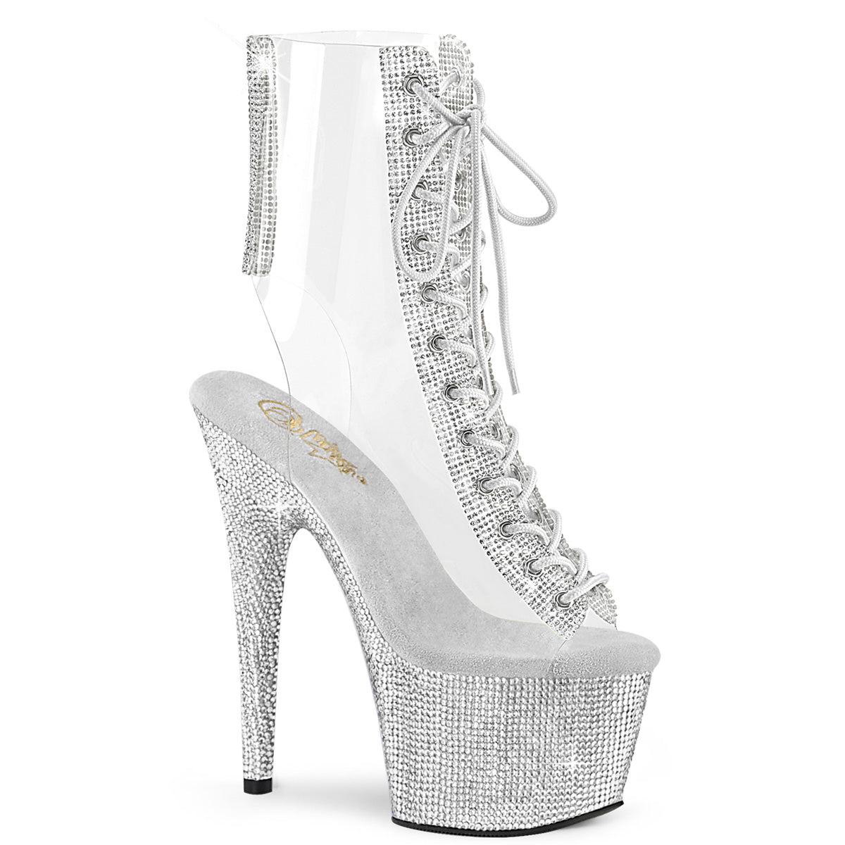 Bejeweled 1016C-2-7 Peep Toe Ankle Boots Rhinestone Platform- Direct - Totally Wicked Footwear