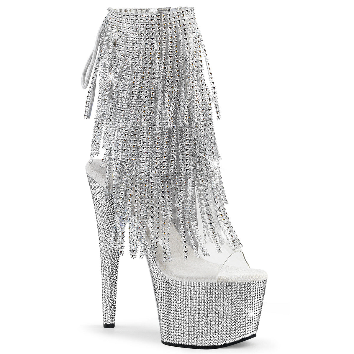 Bejeweled 1017RSF-7 Peep Toe Ankle Boots Rhinestone Platform- Direct - Totally Wicked Footwear