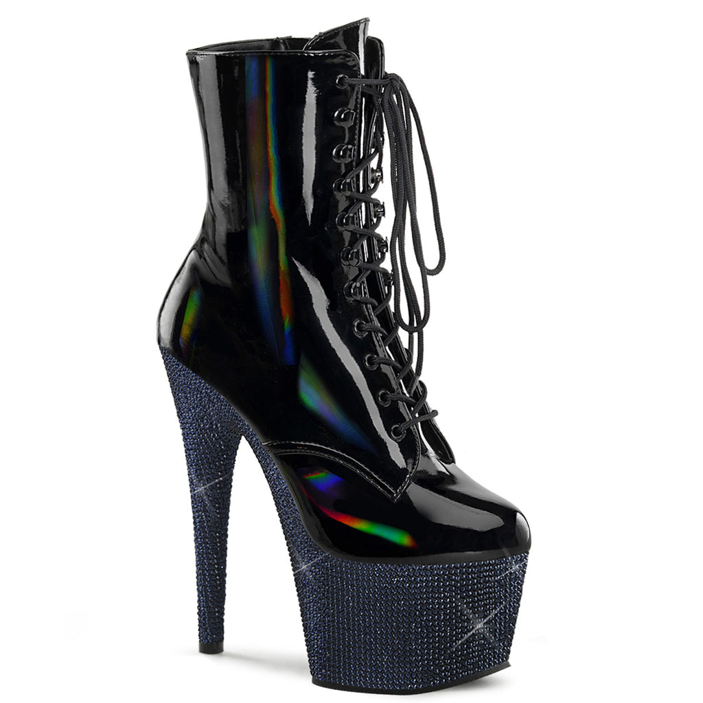 Bejeweled 1020-7 Patent & Rhinestones Heels / Platform Ankle Boots Black -Direct - Totally Wicked Footwear