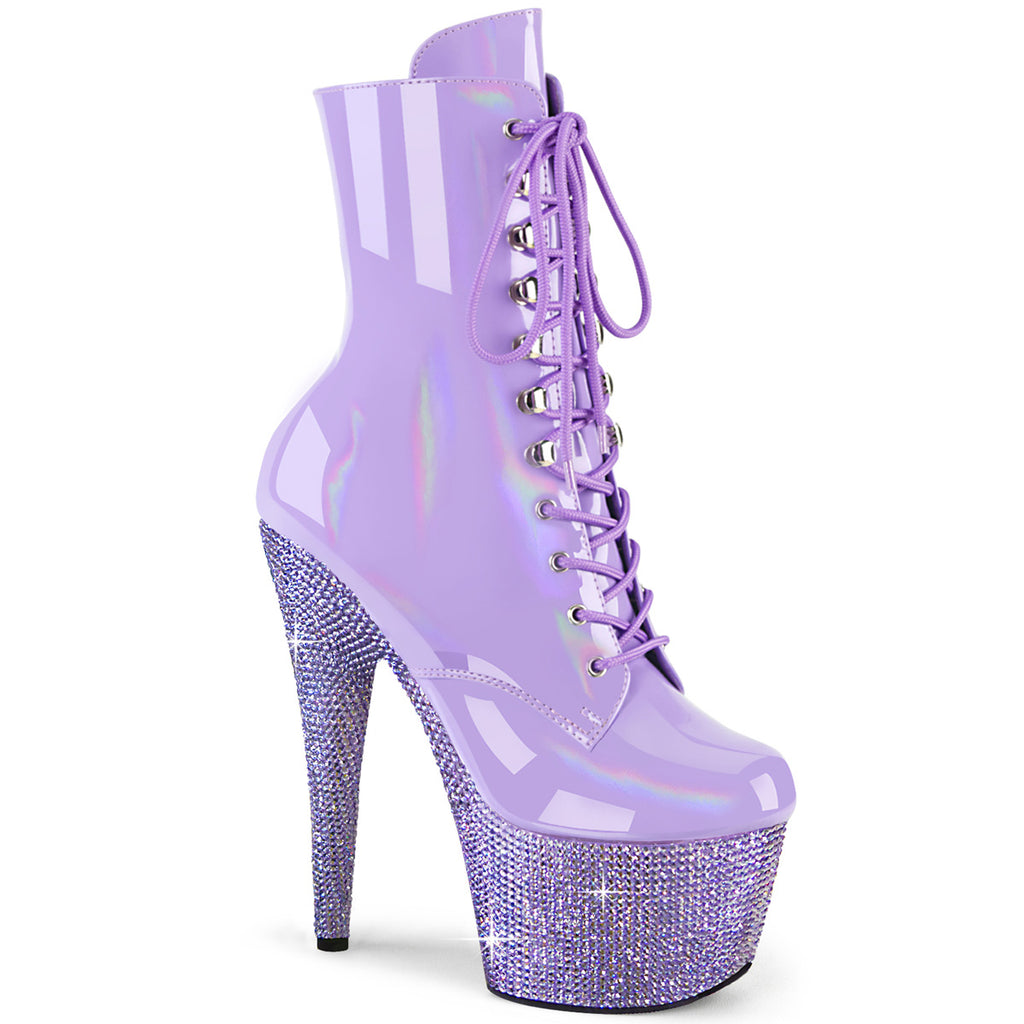 Bejeweled 1020-7 Lilac Purple Patent 7" Rhinestone Heel / Platform Ankle Boots -Direct - Totally Wicked Footwear