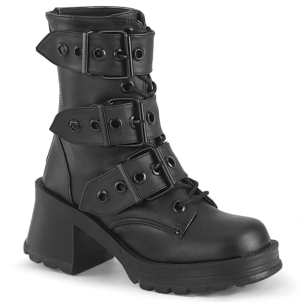 Bratty 118 Buckle Strap Ankle Boots  - Demonia Direct - Totally Wicked Footwear