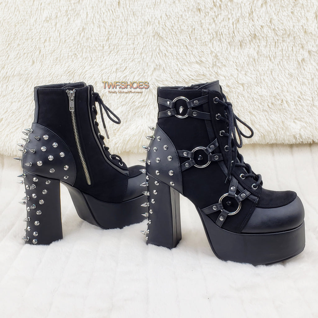 Charade 100 Ankle Boot Chunky Heel Studs - Demonia Direct | Totally ...