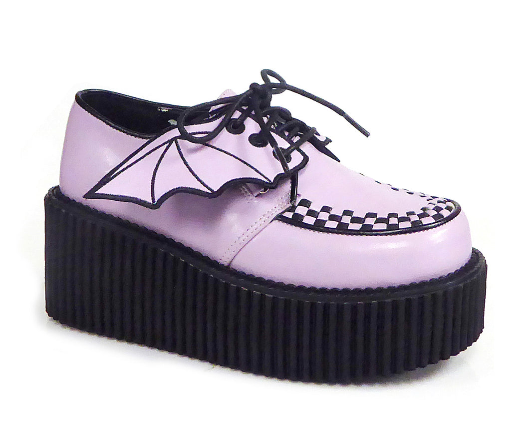 Creeper 205 Lavender 3" Platform Bat Wing Oxford Woman's 6-11  - Demonia Direct - Totally Wicked Footwear