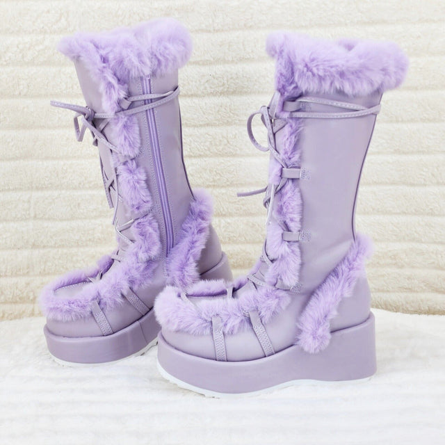 Cubby 311 Lilac Purple Furry Stomper Mid Calf Boots -DEMONA DIRECT - Totally Wicked Footwear