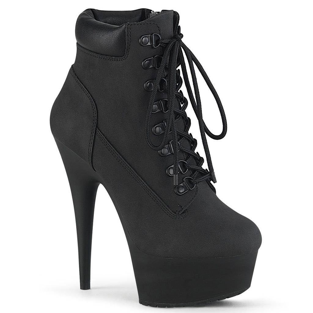 Delight 600tl-2 Black Nubuck Work Style 6" High Heel Ankle Boots 5-14 - Direct - Totally Wicked Footwear