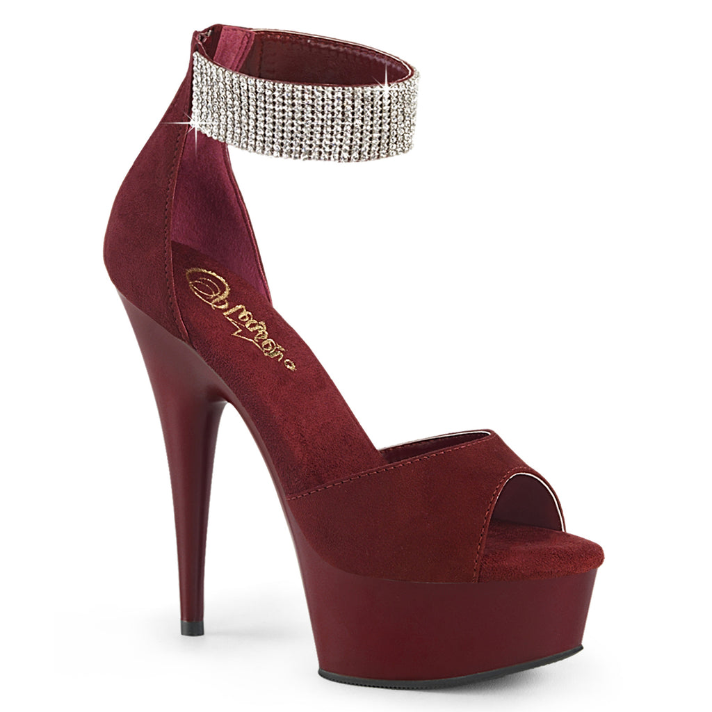 Delight 625 Burgundy Faux Suede 6" High Heel Platform Shoe - Direct - Totally Wicked Footwear