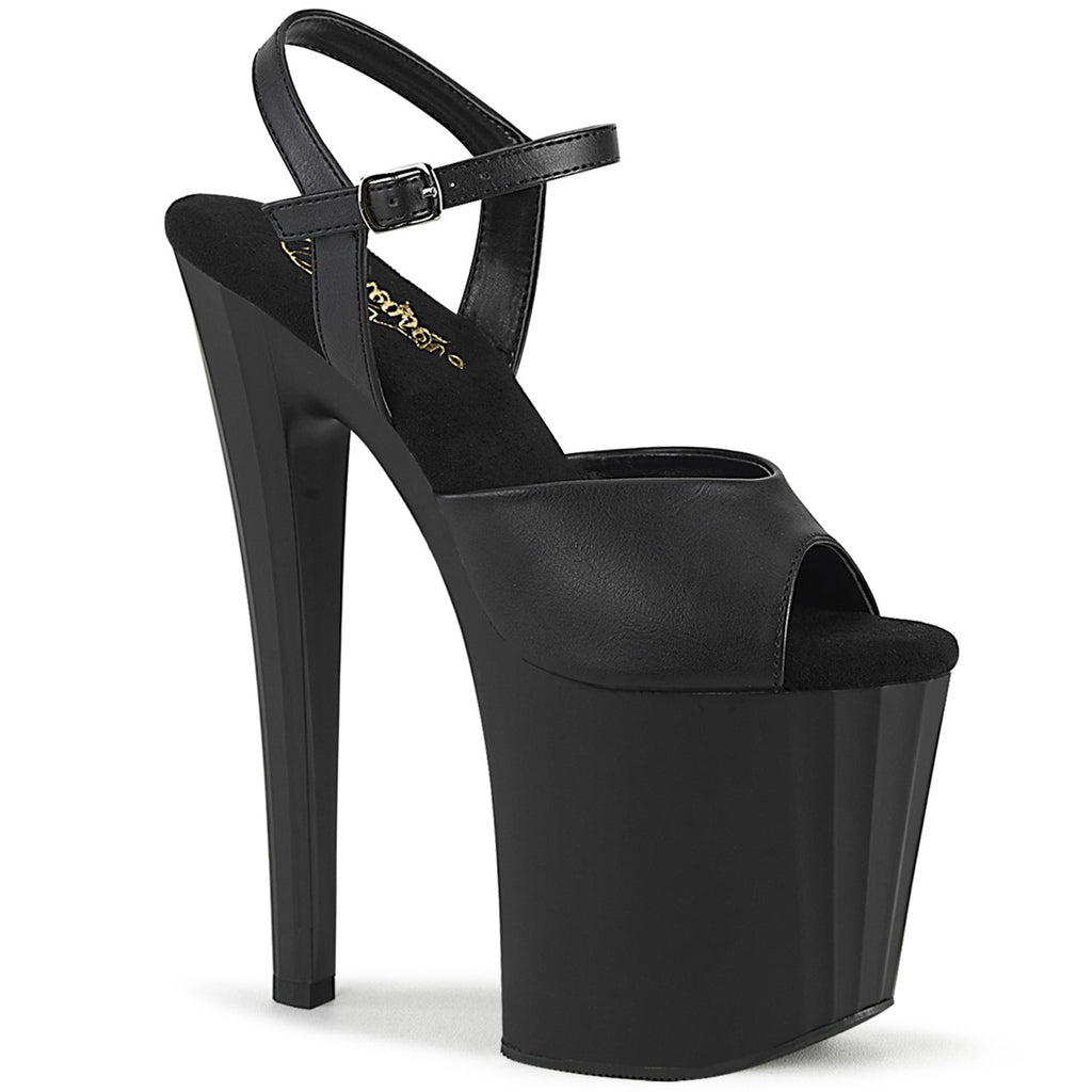 Enchant 709 Black Matte Ankle Strap Platform Sandals 8" Heels - Direct - Totally Wicked Footwear