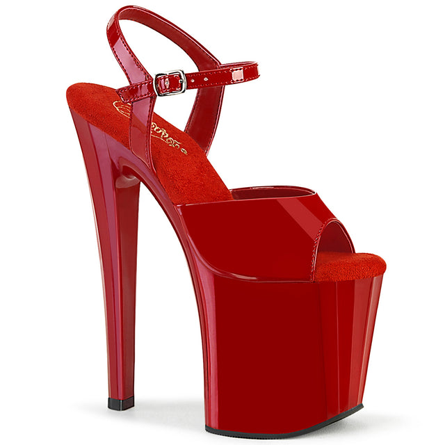 Enchant 709 Red Patent Ankle Strap Platform Sandals 8" Heels - Direct - Totally Wicked Footwear