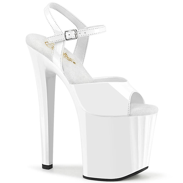 Enchant 709 White Patent Ankle Strap Platform Sandals 8" Heels - Direct - Totally Wicked Footwear