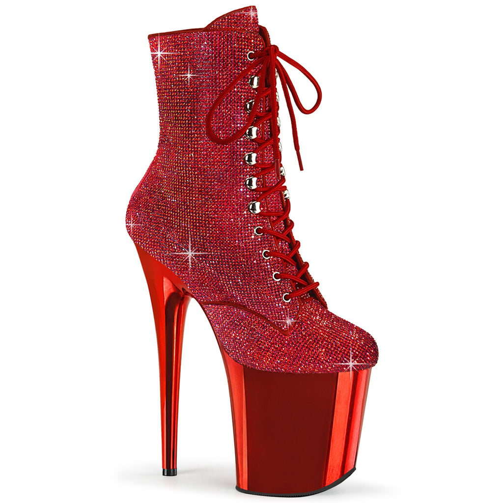 Flamingo 1020CHRS Red Rhinestone 8" Heel Platform Ankle Boots Direct - Totally Wicked Footwear
