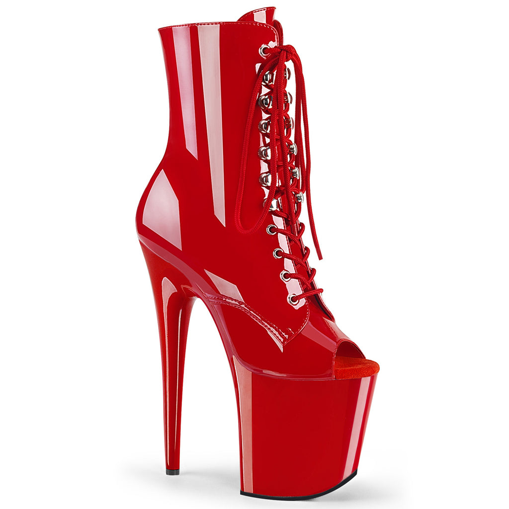 Flamingo 1021 Red Patent 8" Heel Platform Open Toe Ankle Boots - Direct - Totally Wicked Footwear