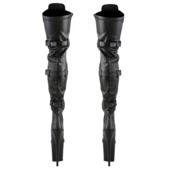 Flamingo 3028 Triple Buckle Thigh High Platform Torment Boot Black Matte 6-11 NY - Totally Wicked Footwear