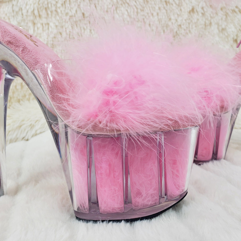 Adore 724F Pink 7" High Heel Marabou Feather Sandals - Totally Wicked Footwear