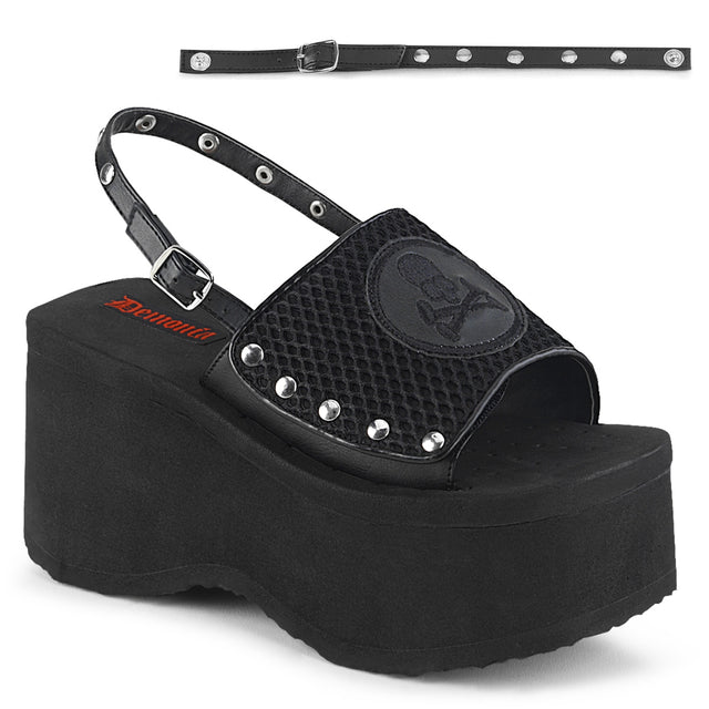 Funn 32 Black Platform Sandals  - Demonia Direct - Totally Wicked Footwear