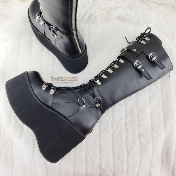 Kera 200 Black Lace Up Goth Platform Knee Boot - Demonia Direct ...