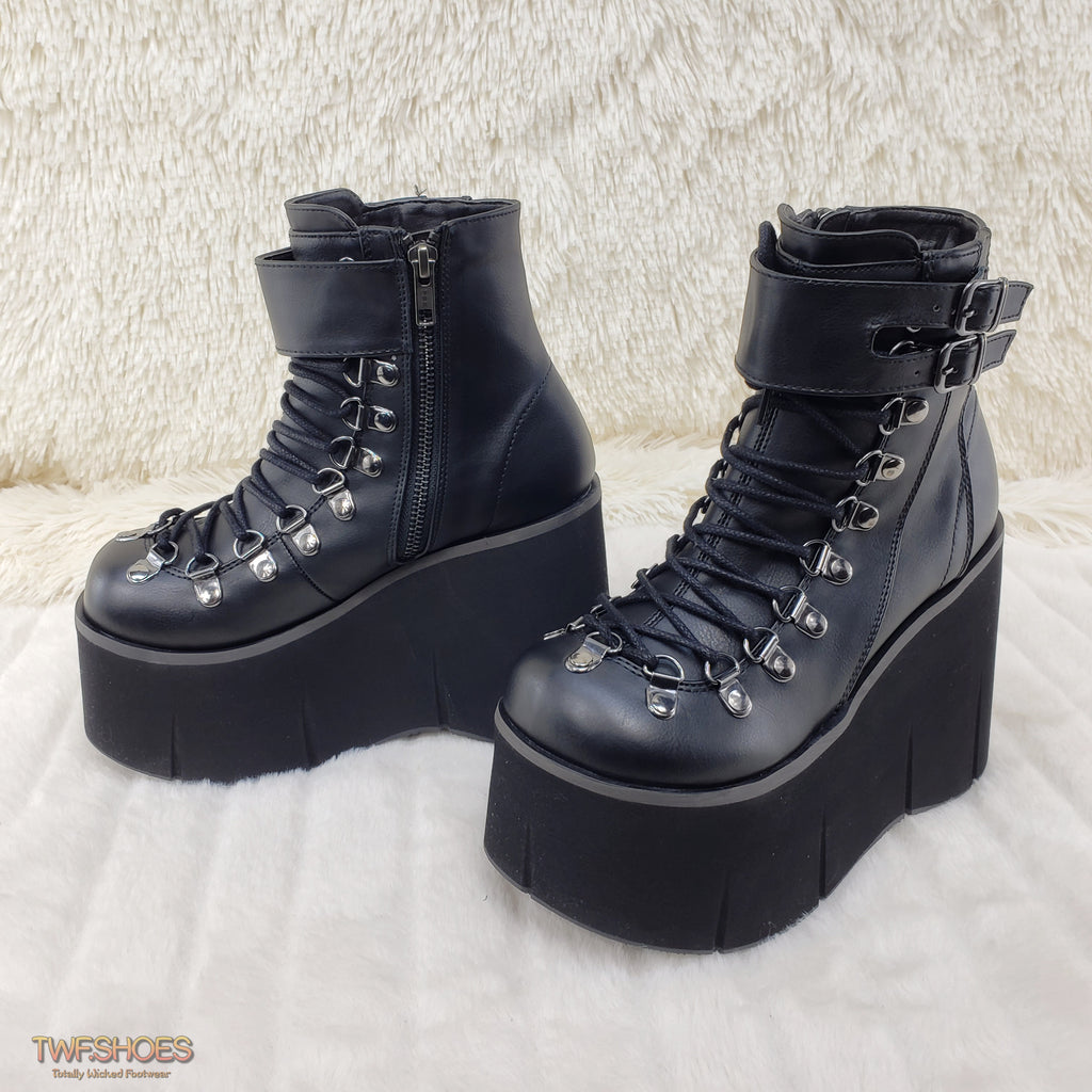 Kera 21 Black Ankle Boot 4.5" Platform Cuff Straps Goth Punk Rock 6-11 - Totally Wicked Footwear