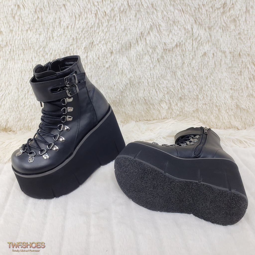 Kera 21 Black Ankle Boot 4.5" Platform Cuff Straps Goth Punk Rock 6-11 - Totally Wicked Footwear