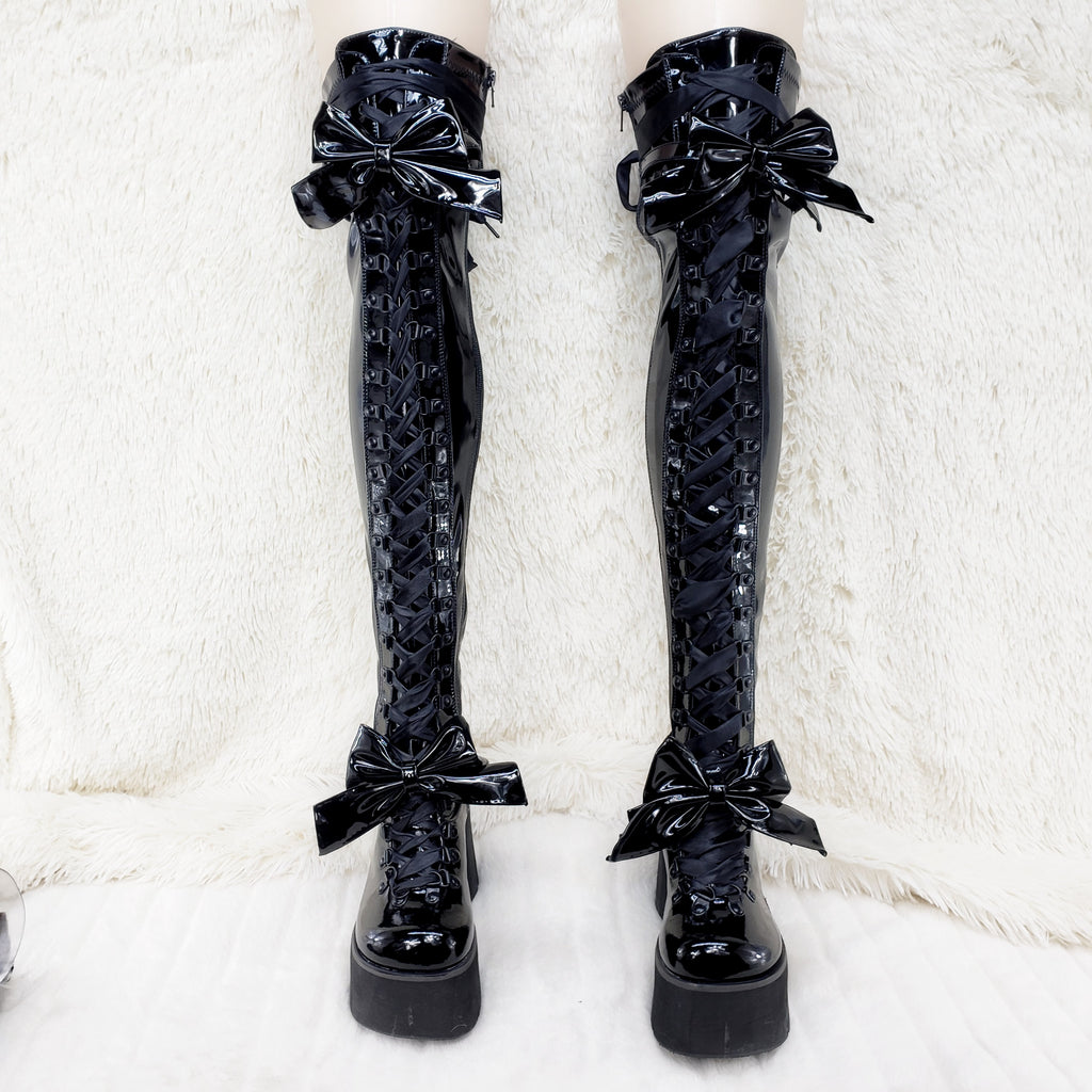 Kera 303 Black Shiny Patent Thigh Boot 4.5" Platform Goth Punk Rock Size 6-11 NY - Totally Wicked Footwear