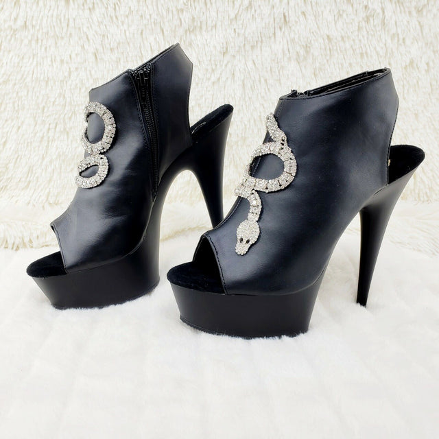 Delight 600-9SN Black Platform Ankle Booties Rhinestone Snake Shoe Size US 11 NY - Totally Wicked Footwear