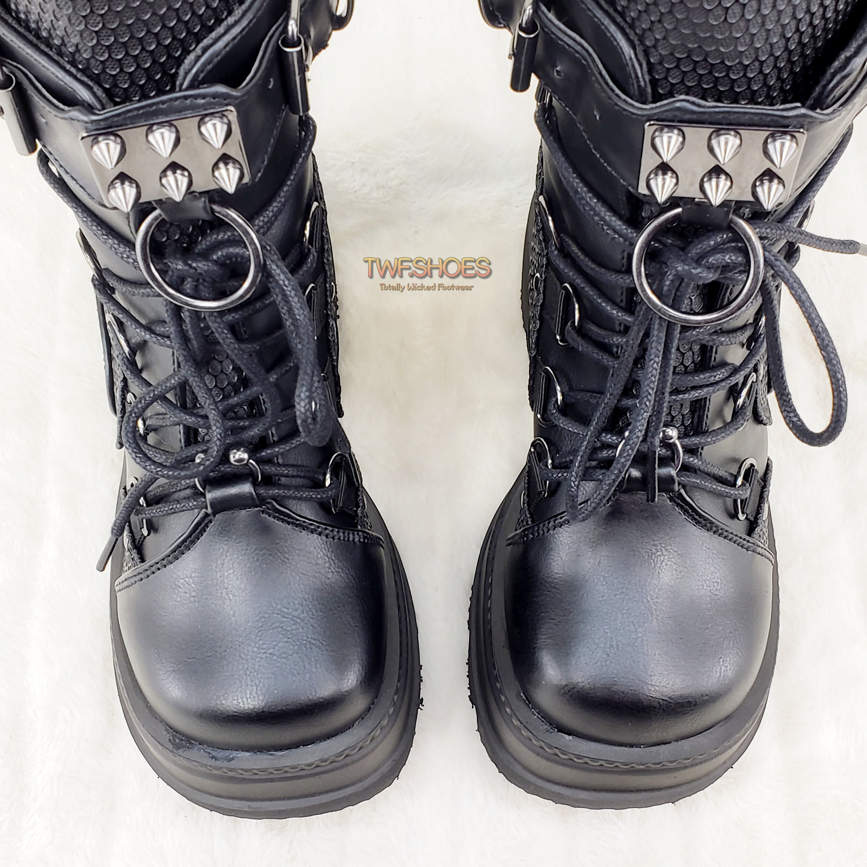 Demonia Shaker 60 Black Matte Platform 4.5" Wedge Heel Ankle Boots NY - Totally Wicked Footwear