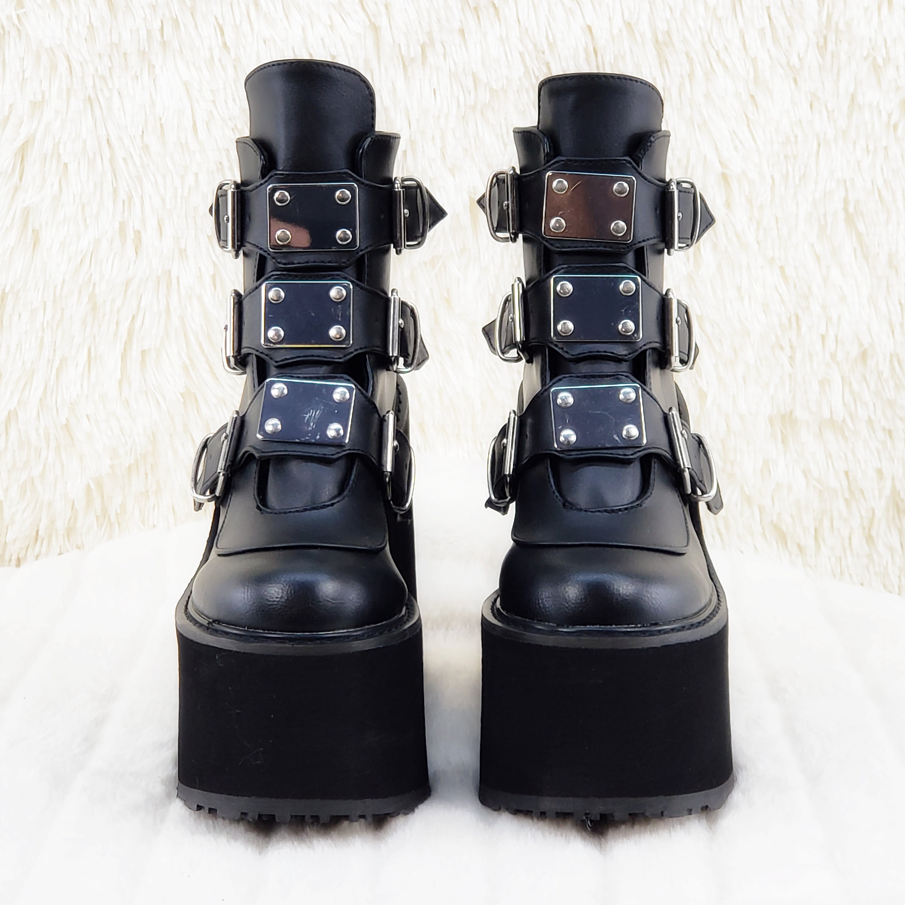 Demonia Swing 105 Black Matte Multiple Buckle Ankle Boot 5.5" Platform - Totally Wicked Footwear