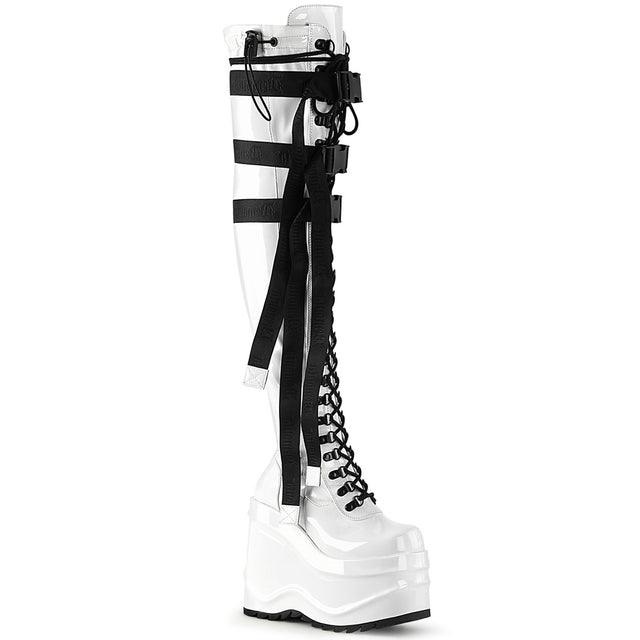 Wave 315 White Patent 6" Platform Thigh High Boots - Totally Wicked Footwear